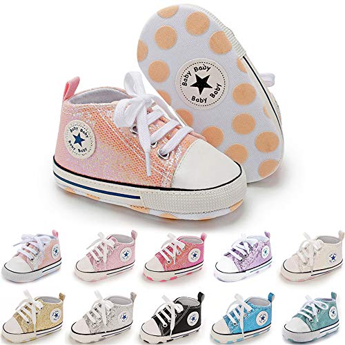 Image of Meckior Infant Baby Boys Girls Canvas Sneaker Soft Sole First Walkers Trainers Lace Up Casual Toddler Shoes