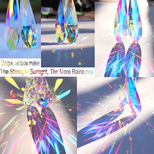 Crystals Teardrop Prisms Suncatcher Hanging Ornament Rainbow Maker For Home,Garden Decoration (Colorful Blue) #TOP4