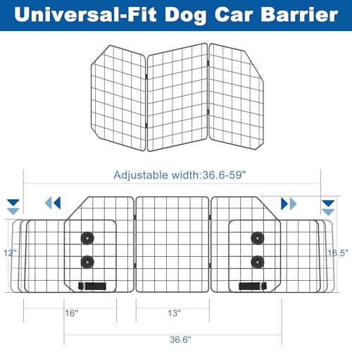 OUSHENG Car Dog Barrier for SUV, Adjustable Pet Divider Gate for Trunk Cargo Area, Universal-Fit Back Seat Heavy-Duty Wire Mesh Dogs Separator Guard Net, Vehicles Safety Travel Accessories - Image 4