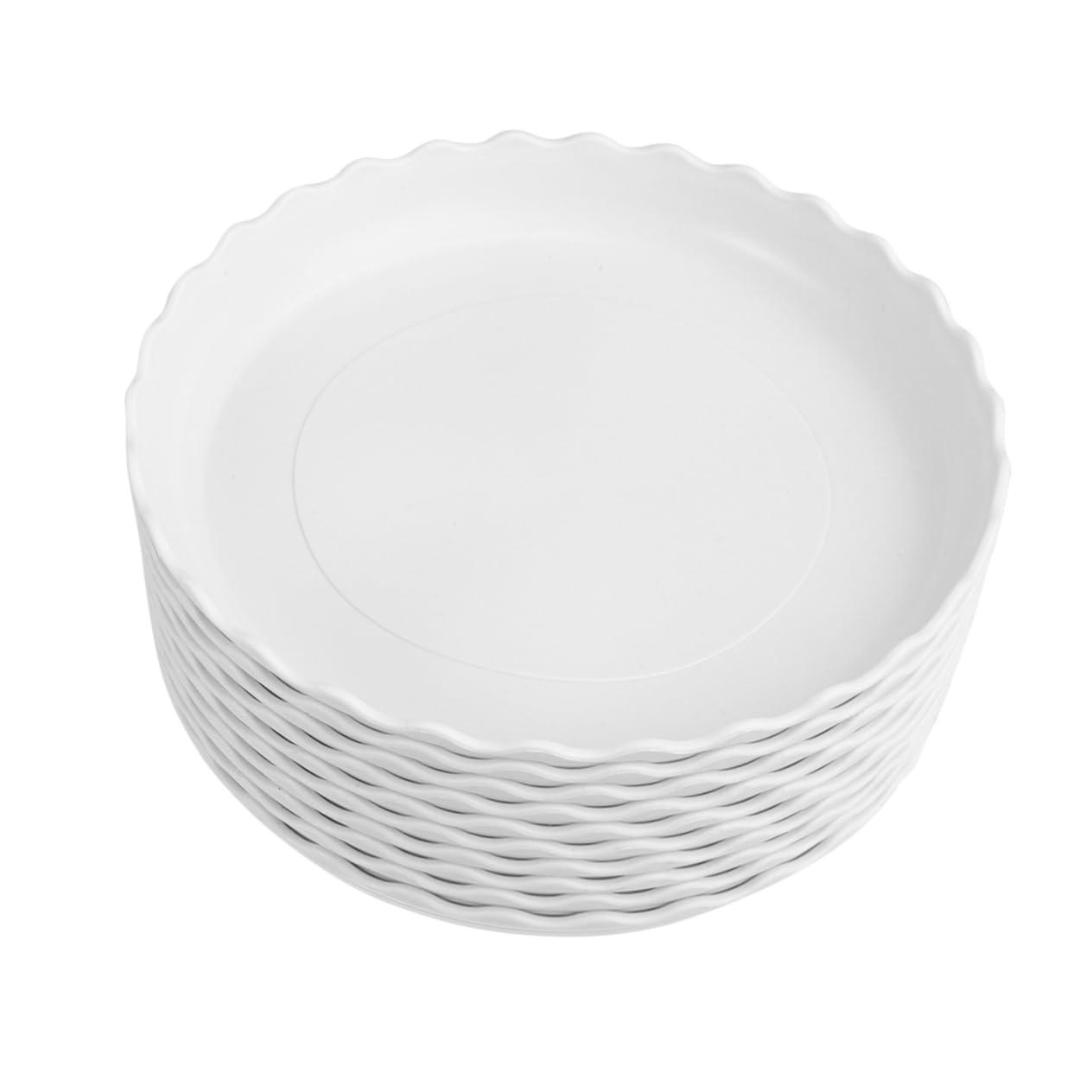 Mikikit 10PCS Leaf Shape Plastic Plant Pot Tray White Drip Tray for Garden Balcony Durable Sturdy Design for Succulent Pots Indoor Plants Protects Surfaces Maintains Moisture