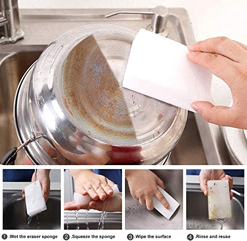 Image of White,8 Pcs Magic Cleaning Sponges Eraser,Multi-Functional Premium Melamine Sponge Foam Cleaning Pads,Dish,Household Cleaning Sponge for Kitchen,Furniture,Bathroom (10 * 7 * 3cm)