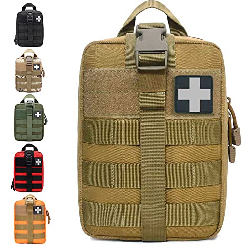 Ifak Pouch Molle Medical Pouch Rip Away Tactical First Aid Pouches Empty Duty Belt EMT Bag Only for Hiking Survival Camping (Coyote)