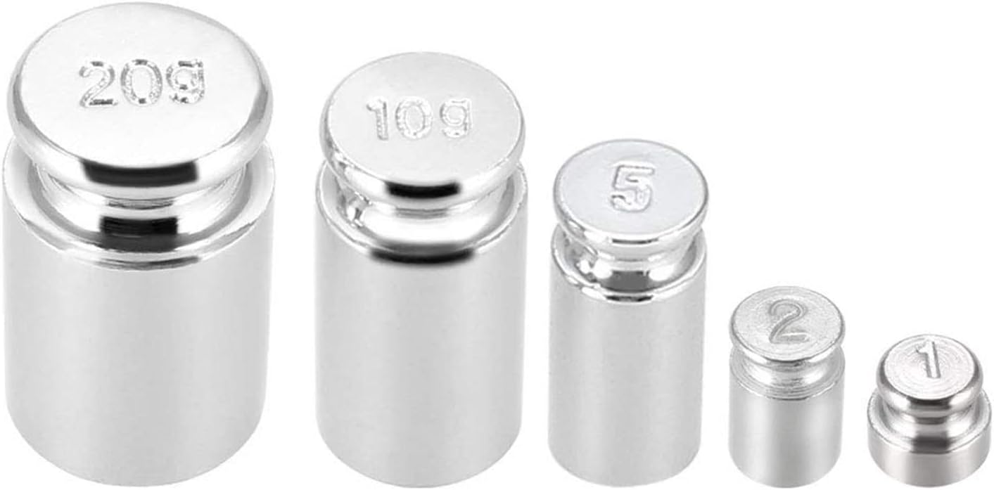 Gram Scale Weight Set, Chrome Plated Calibration Weights, 1g-20g, 5 Pcs