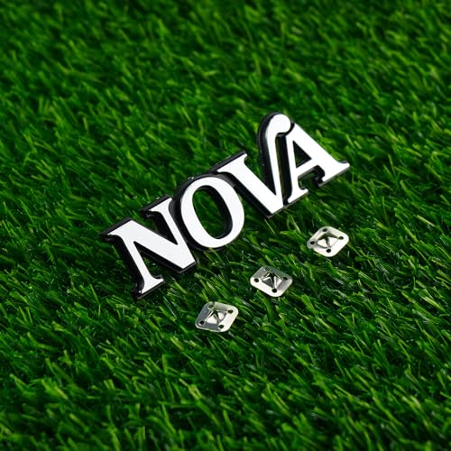 Image of 1Pc 1975-1979 Nova Front Fender Emblem 3D Badge Nameplate with mounting Studs 358756 Replacement for Nova (Silver Black)