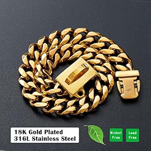 Gold necklace dog chain collar18k gold plated stainless steel cuban link chain collar for small dogslength  12   cucciolini doodles
