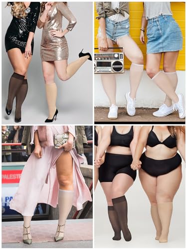 50 Pairs Sheer Knee Stockings Bulk for Women Nylon Knee Highs Pantyhose Socks for Lady with PVC Makeup Bag4