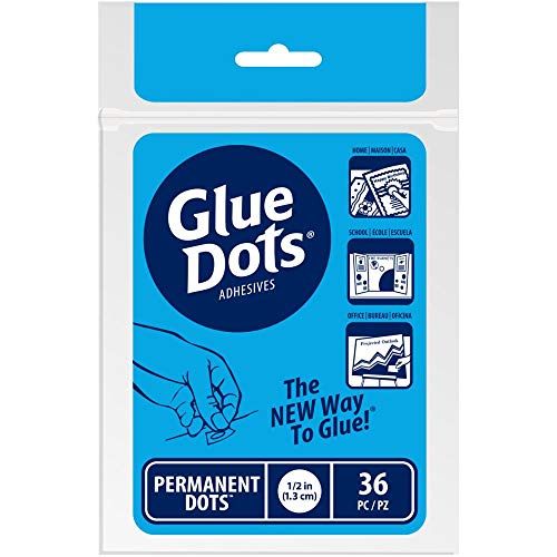 Glue Dots - Pegamento permanente para puntos (1,3 cm, 36 unidades), transparente