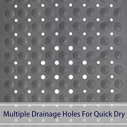 Image of pepplo Bath Tub Mat, 40 x 16 Inches Non-Slip Shower Mats with Suction Cups and Drain Holes, Bathtub Mats Bathroom Mats Machine Washable (Grey)