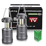 2 Pack Camping Lantern with 6 AA Batteries - Magnetic Base - NEW COB LED Technology Emits 500 Lumens- Collapsible, Waterproof, Shockproof LED Lantern with Detachable Handles by Letmy