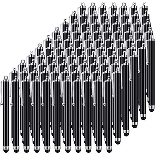 Stylet capacitif universel en lot de 100 pour tablettes et écrans tactiles - Noir