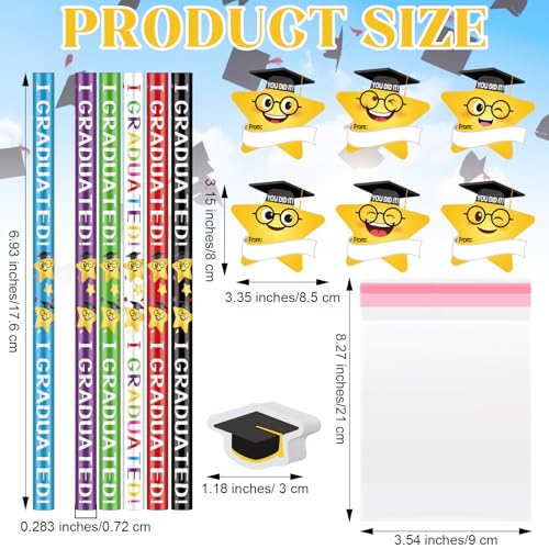 Set de 18 lápices de graduación con borradores y tarjetas miniatura 2