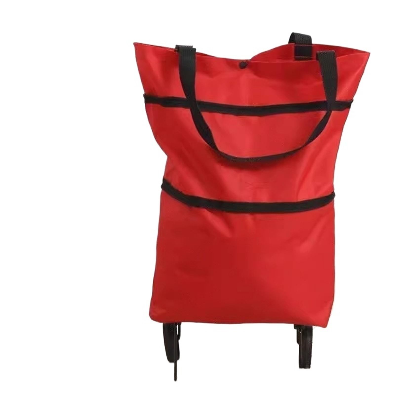 Foldable Shopping Bag with Wheels Shopping Bag With Wheels Foldable Grocery Cart Trailer Portable Large Capacity Home Supermarket(Red)