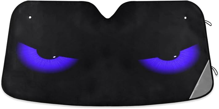 Blue Evil Eyes Windshield Sun Shade - Foldable Car Front Window Sunshades for Most Sedans SUV Truck, Blocks UV Rays and Keeps Your Vehicle Cool