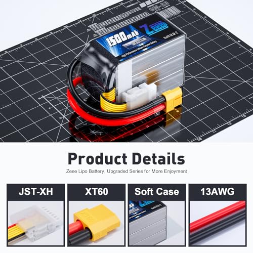 Zeee 6S 1500mAh Lipo Battery 22.2V 120C with XT60 Plug RC Graphene Battery for FPV Drone Quadcopter Helicopter Airplane RC Boat Car Racing Models(2 Pack) - Image 2