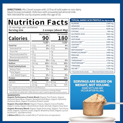 Image of Garden of Life Sport Organic Vegan Protein Powder, Chocolate Flavor, 30g Plant-Based Protein with Probiotics for Digestive Health, Immune Support and Muscle Recovery, 19 Servings