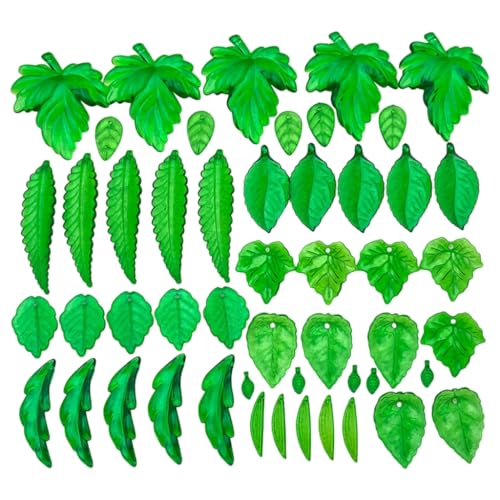 Assorted Leaf Shaped Beads Translucent Green Jewelry Crafting DIY Elements
