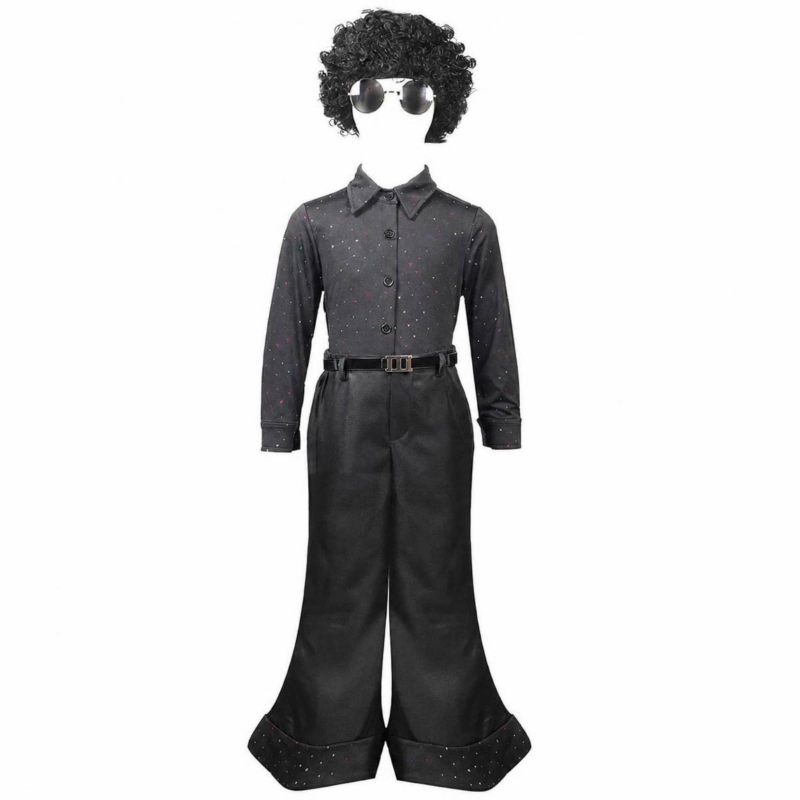 Set da Discoteca con Parrucca Disco | Travestimento, Retro, Kit di Accessori, per Carnevale, Halloween, Ragazzi, XL