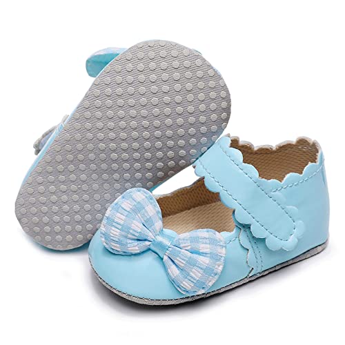 Infant Girls Single Shoes Ruffles Bowknot First Walkers Shoes Toddler Sandals Princess Shoes Infant Boots (Light Blue, 11 Infant)3