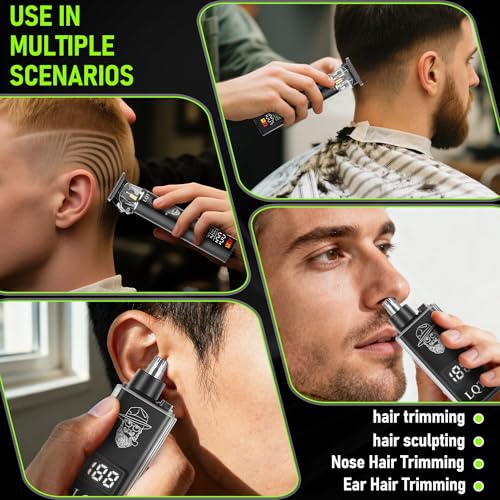 Image of Rechargeable Beard Trimmer kit for Mustaches, Nose Hair, and Light Detailing and Grooming with Bonus Wet /Dry Battery Nose Trimmer
