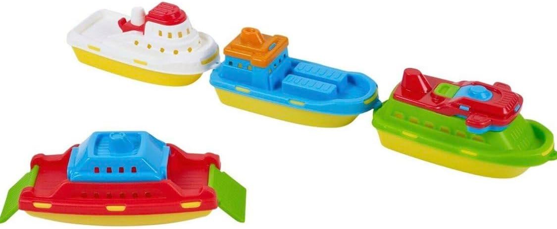 Adriatic forever fun 4 Pcs Mini Boats (Ferry boat + cargo boat + cruise + fishing boat ) for boys and girls bath swim time playing Made in Italy