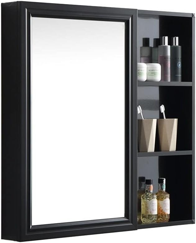 Wall Mirror Bathroom Mirror Cabinet, Aluminum Mirror Box, Black Bathroom, Bathroom Mirror with Storage Cabinet,Brown-60 * 12 * 70cm