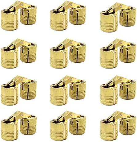MIAO JIN 12 Pcs 10mm Brass Barrel Hinges Hidden Invisible Cabinet Furniture Hinges Concealed 180 Degree Opening Angle