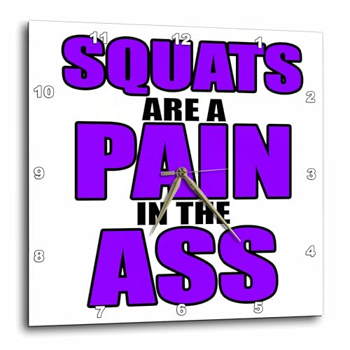 3dRose dpp_163901_3 Squats are a Pain in The Ass. Purple. Workout. Gym-Wall Clock, 15 by 15-Inch
