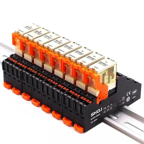 Relé de potencia industrial con terminal de empuje y LED indicador para mantenimiento rápido