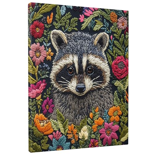 Lienzo estético de mapache de 40,6 x 50,8 cm, la solución ideal para pasillos y baños