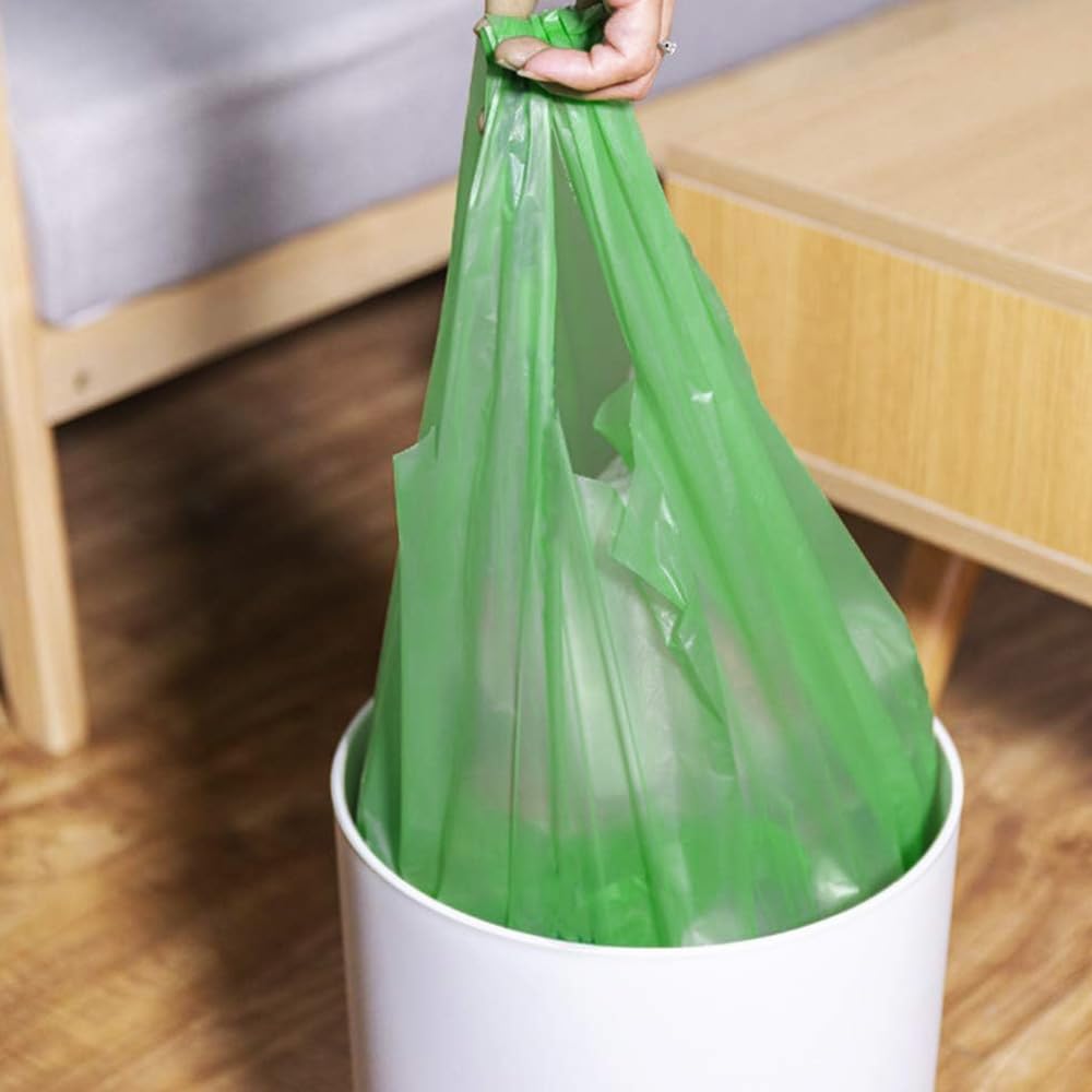 Palucart® 375 Sacchetti Biodegradabili f.to 55 x 68 da 30 Litri, Sacchi Raccolta Umido Salvagoccia con Manico lungo, 25 Rotoli da 15 Sacchi Organico compostabili e biodegradabili colore verde - M