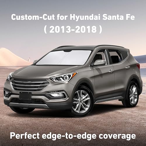 Image of EcoNour Windshield Sunshade Compatible for Hyundai Santa Fe 2013-2016 2017 2018, Sun Visor for Front Windshield & Window Sun Shade Cover, UV Heat Blocker & Protector, Car Accessories