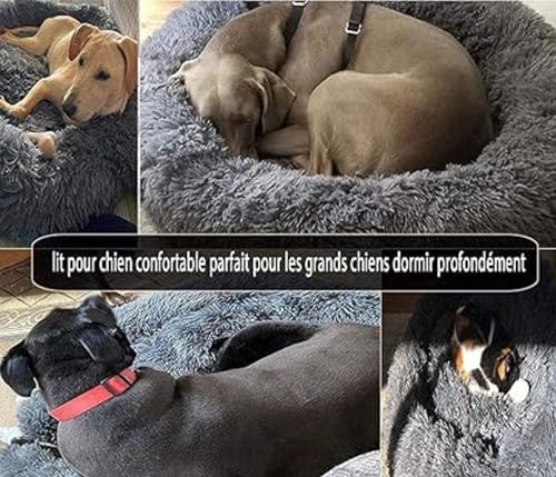 Image of ZEXSAZONE Summer Round Donut Pet Bed for Cats and Puppies Dogs, Cozy and Plush, Raised Bedside Support, Both Sides Use Like 2 in One, Washable, Sizes for Small, Medium, and Large Pets. (Grey, Large)