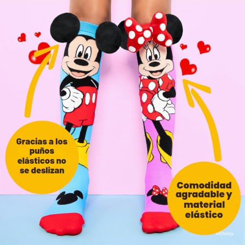 Calcetines Disney Mickey y Minnie para niñas color carbón y diseño divertido largo 2