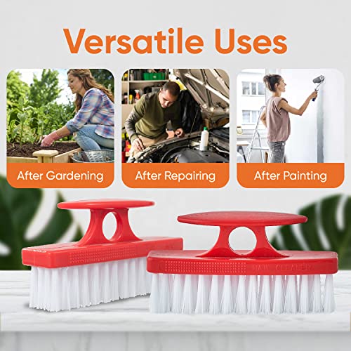 Superio Nail Brush Set (3 Pack) Cleaner With Handle - Durable Brush Scrubber To Clean Toes, Fingernails, Hand Scrubber All Surface Cleaning, Heavy Duty Scrub Brush Stiff Bristles, Easy To Hold (Red) #TOP6