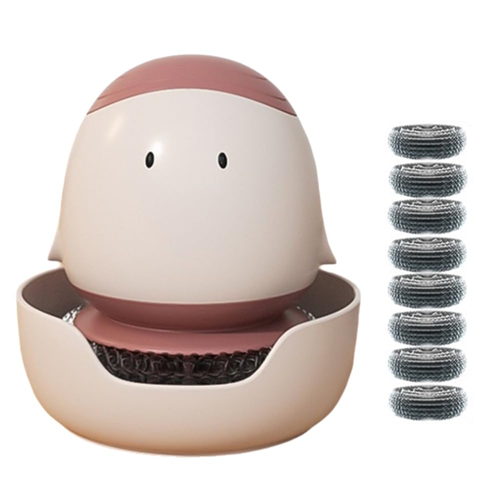 CTRLZS Dishwashing Brush with Soap Dispenser Cute Pot Brush Kitchen Brush Dishwashing Pot Pan Sink Cleaning Soap Brush Red