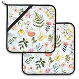 Wildflowers Butterfly Herbs Pot Holder Set of 2,Heat Resistant Potholders Oven Hot Pads for Kitchen Cooking Baking BBQ