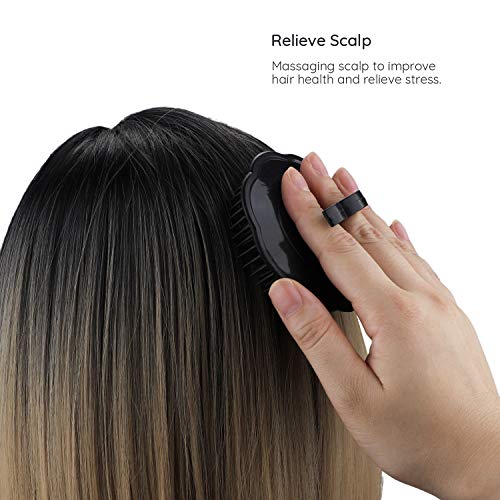 Segbeauty Massagebürste Haare, Kopfhaut Massager Shampoo Pinsel, 2 Stück Shampoo Massagebürste Floriated Dusche Kamm, Kopfmassagebürste für Haarwachstum Bart Bürste Hundesalon Bürsten - Schwarz