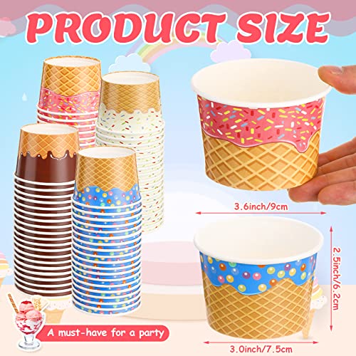 Image of Zopeal 120 Pcs 9oz Ice Cream Bowls Bulk Dessert Ice Cream Cups Paper Treats Sundae Cups Disposable Birthday Party Decorations for Hot Cold Food Soup Yogurt Cupcakes Supplies(Lovely Style)