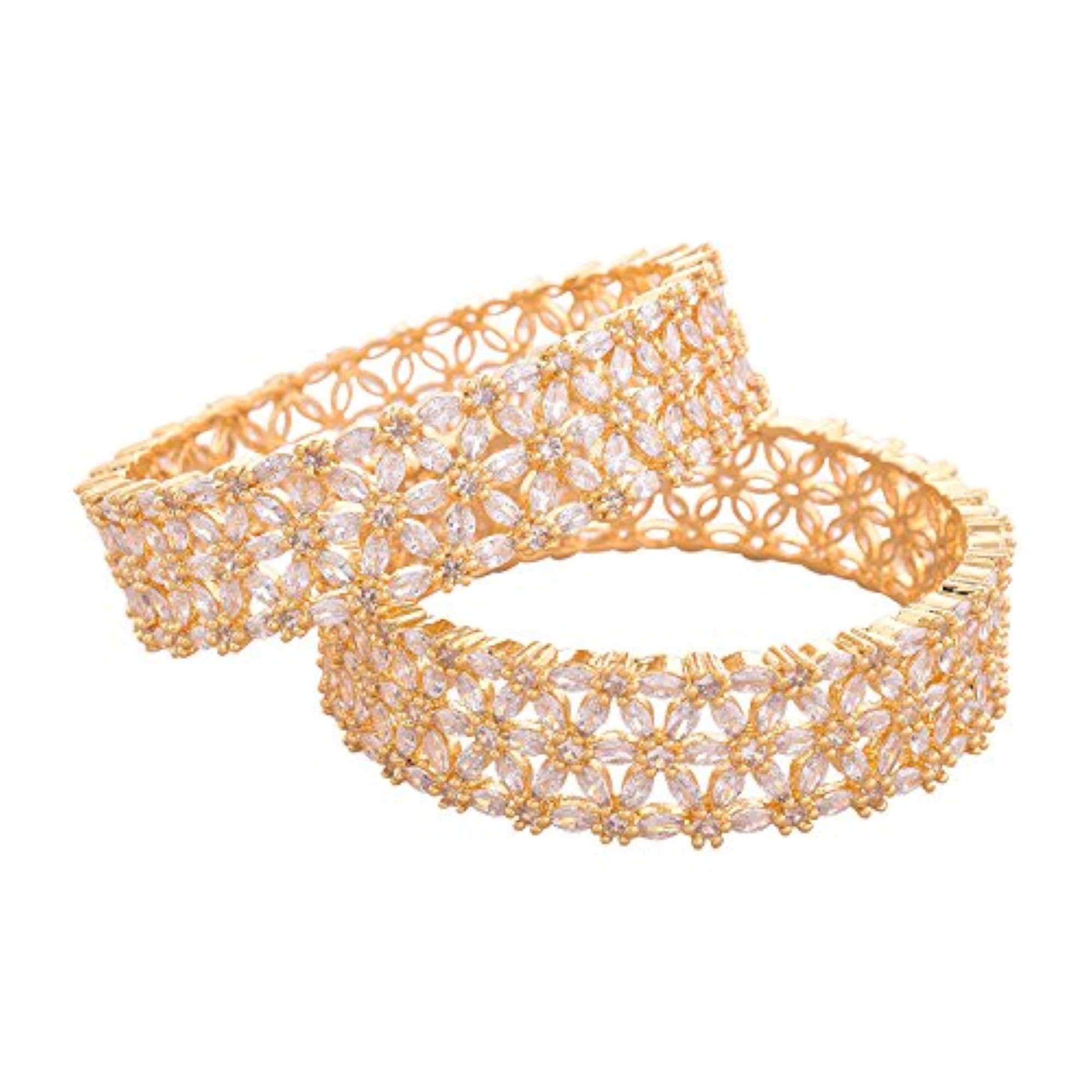 Brass Gold Plated American Diamond Kada Bangles
