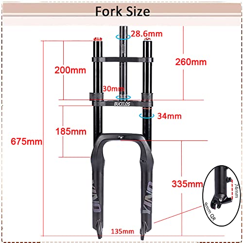 image for BUCKLOS 20 inch 4.0 Fat Tire E-Bike Air Suspension Fork, 180mm Travel 