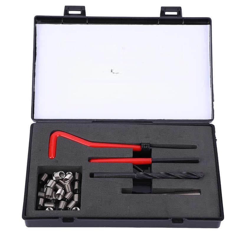 30PCS M6X1 Thread Repair Kit Stainless Steel Twist Drill Wrench Thread Insert Thread Insert Set