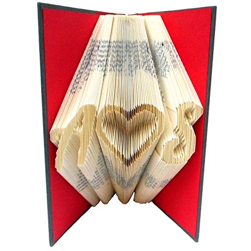 Personalized Folded Book Art, 2 Initials and Heart Design, Anniversary Wedding Valentine's Day Gift