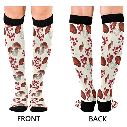 Wusikd Watercolor Mushrooms Compression Socks for Women and Men Circulation Forest Long Socks for Athletic Running 12