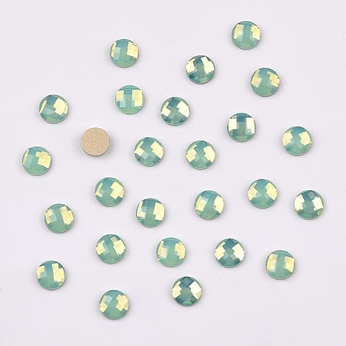 Miniatura 5 de 60 piezas de diamantes de imitación de cristal con formas mixtas con parte trasera plana, gemas de ópalo verde, 480 cuentas redondas 3D para