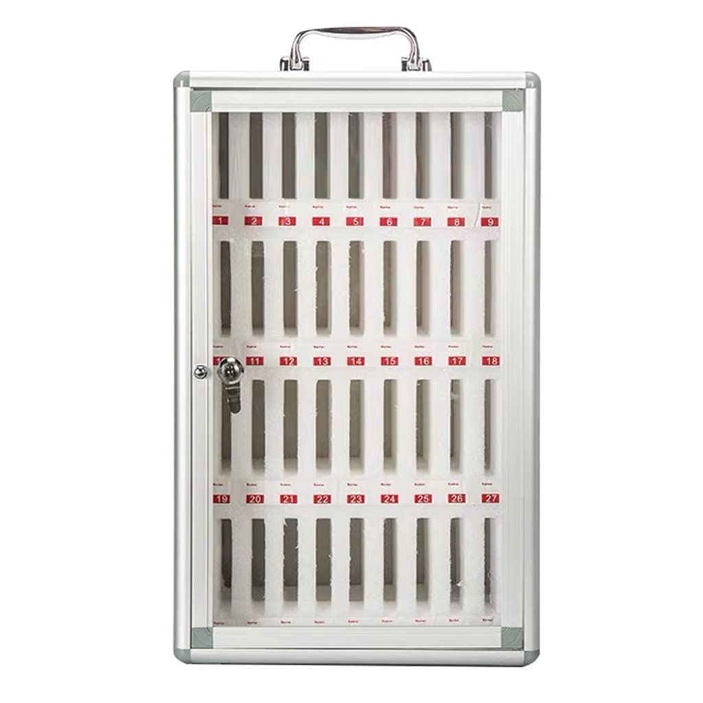 Cell Phone Storage Box 12-60 Slot Mobile Phone Storage Cabinet Aluminum Alloy Phone Lock Box Wall Mounted for School Factory Company(Silver-A,36)