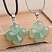iSTONE St. Patrick's Day Four Leaf Clover Pendant Necklace Green Aventurine Gemstone Pendant Necklace 18