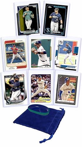 Seattle Mariners Cards: Julio Rodriguez, Cal Raleigh, Josh Rojas, Jorge Polanco, J. P. Crawford, Randy Arozarena, Luis Castillo, Ken Griffey Jr. ASSORTED Baseball Stars and GOATs Trading Card and Wristbands Gift Pack