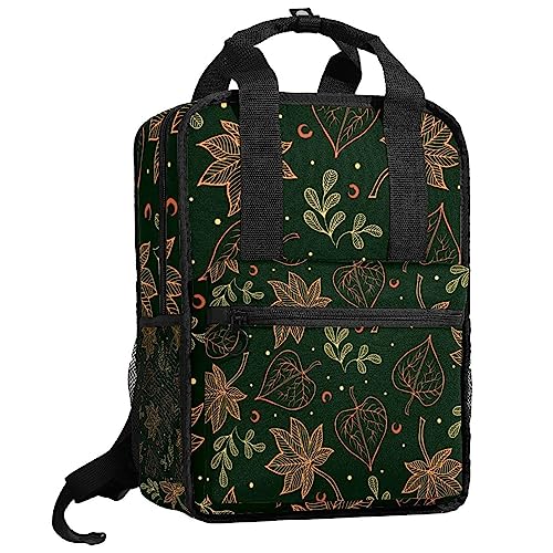 Sac à dos garçons vert foncé motif feuilles d'érable 35cm