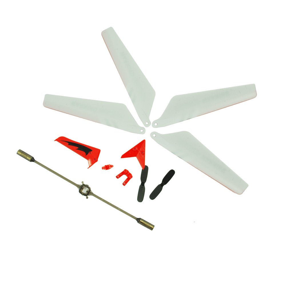 A Set of Replacement Spare Parts, Blades, Tail Decorations, Tail , Balance Bar, Connect Buckle, Inner Shaft for S107 /S107G RC Helicopter (Yellow