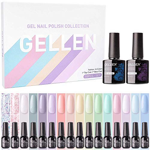 Gellen 16 Colors Gel Nail Polish Set With Top Base Coat - Spring